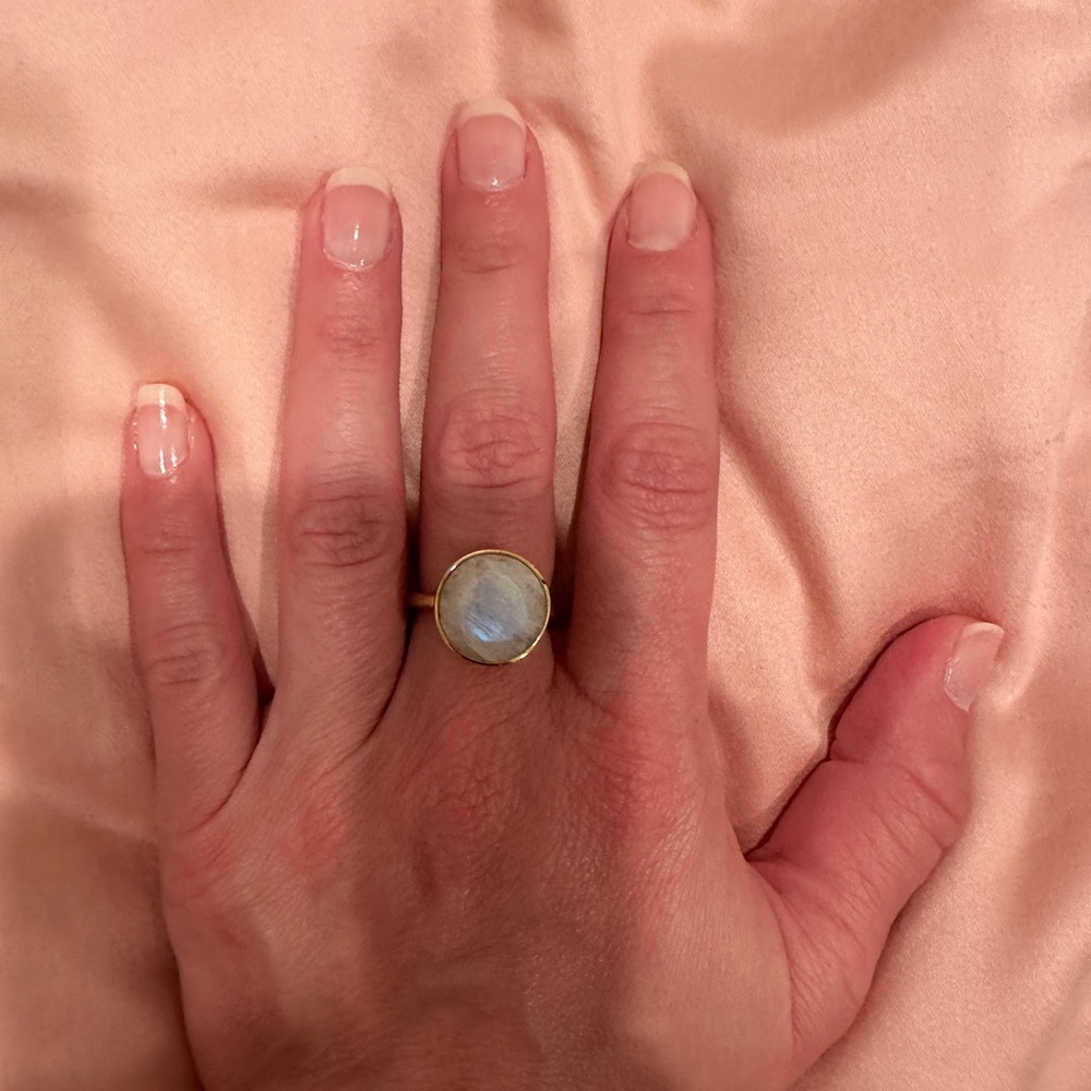 Dean Davidson ring, rainbow moonstone, size 7